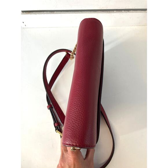 MICHAEL KORS, SMALL RED PEBBLED LEATHER CROSSBODY BAG - Picture 8 of 16